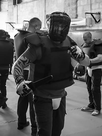 Cadet in protective gear during an instructor course in Israel